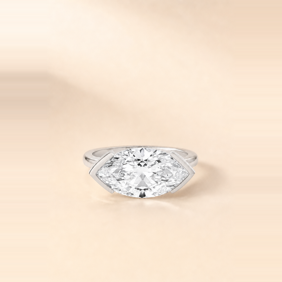 Marquise East-West Half-Bezel Set Diamond Solitaire &mdash; view 2