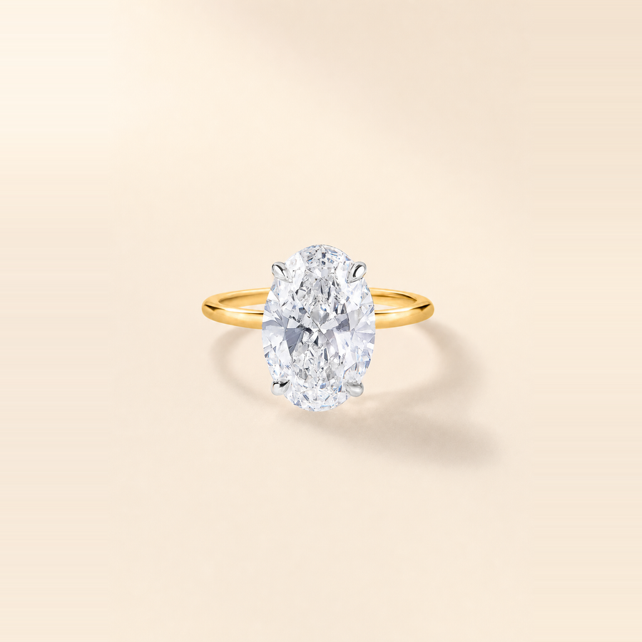 Oval Solitaire Diamond with Hidden Halo and Extra Thin Band &mdash; view 3
