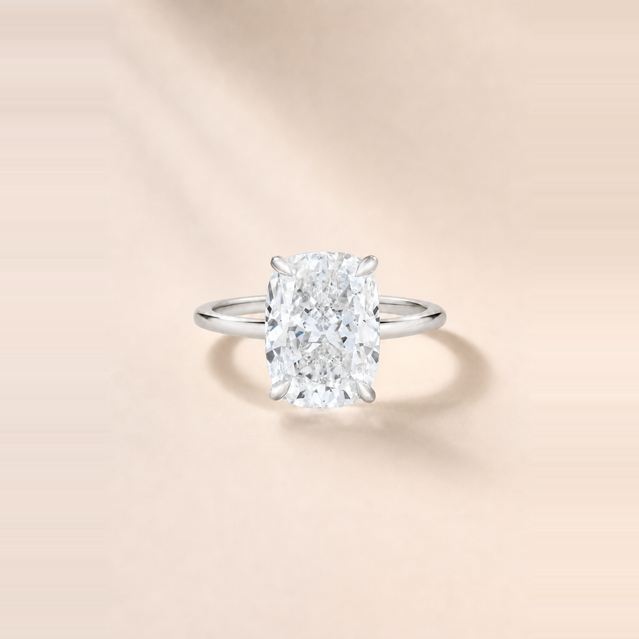 Cushion Solitaire Diamond with Hidden Halo and Extra Thin Band &mdash; view 4
