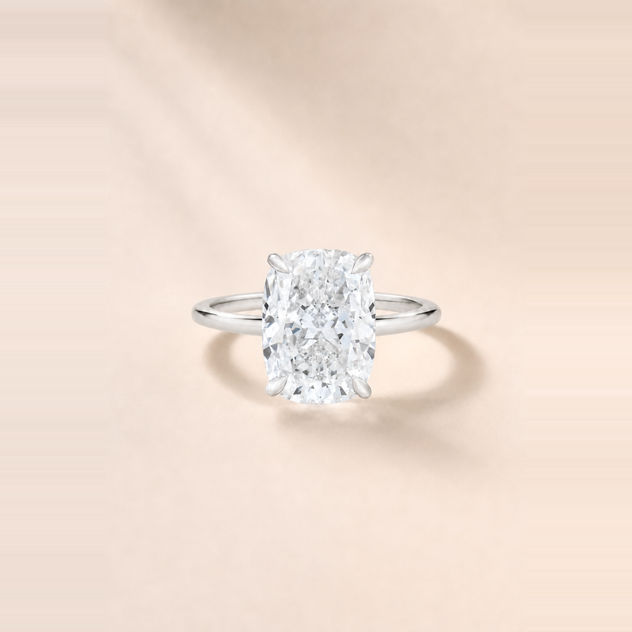 Cushion Solitaire Diamond with Hidden Halo and Extra Thin Band &mdash; view 2