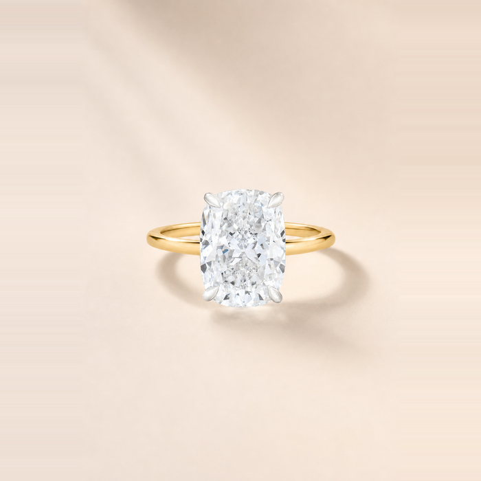 Cushion Solitaire Diamond with Hidden Halo and Extra Thin Band