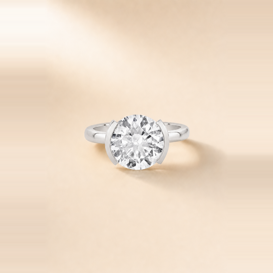 Round Brilliant Half-Bezel Set Diamond Solitaire &mdash; view 5