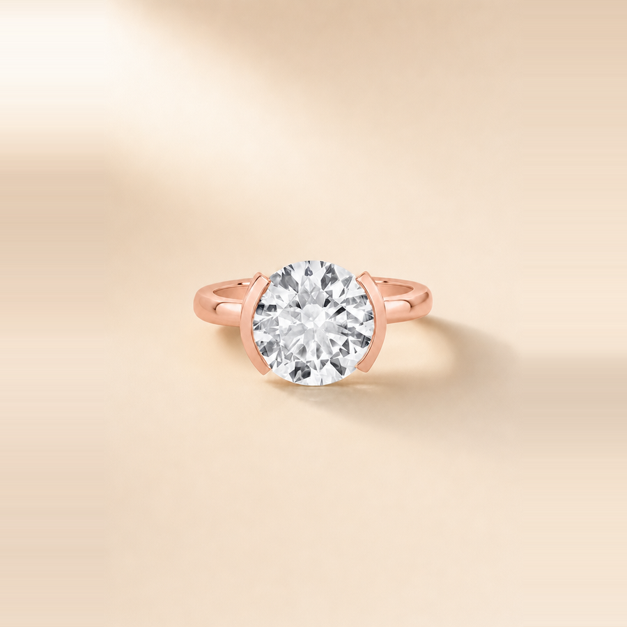Round Brilliant Half-Bezel Set Diamond Solitaire &mdash; view 4