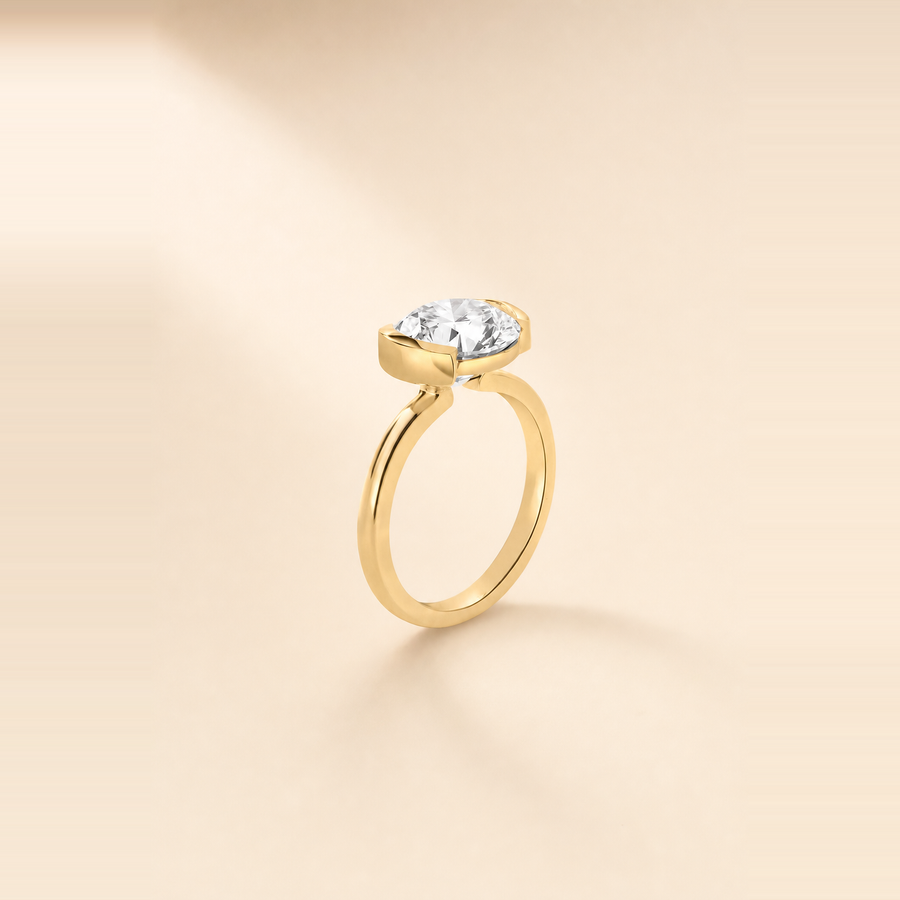 Round Brilliant Half-Bezel Set Diamond Solitaire &mdash; view 3