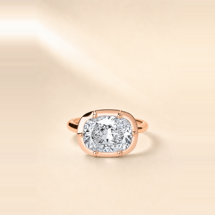 Cushion East-West Bezel Set Diamond in Mixed Metals &mdash; view 4