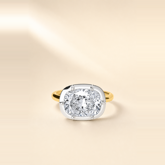 Cushion East-West Bezel Set Diamond in Mixed Metals