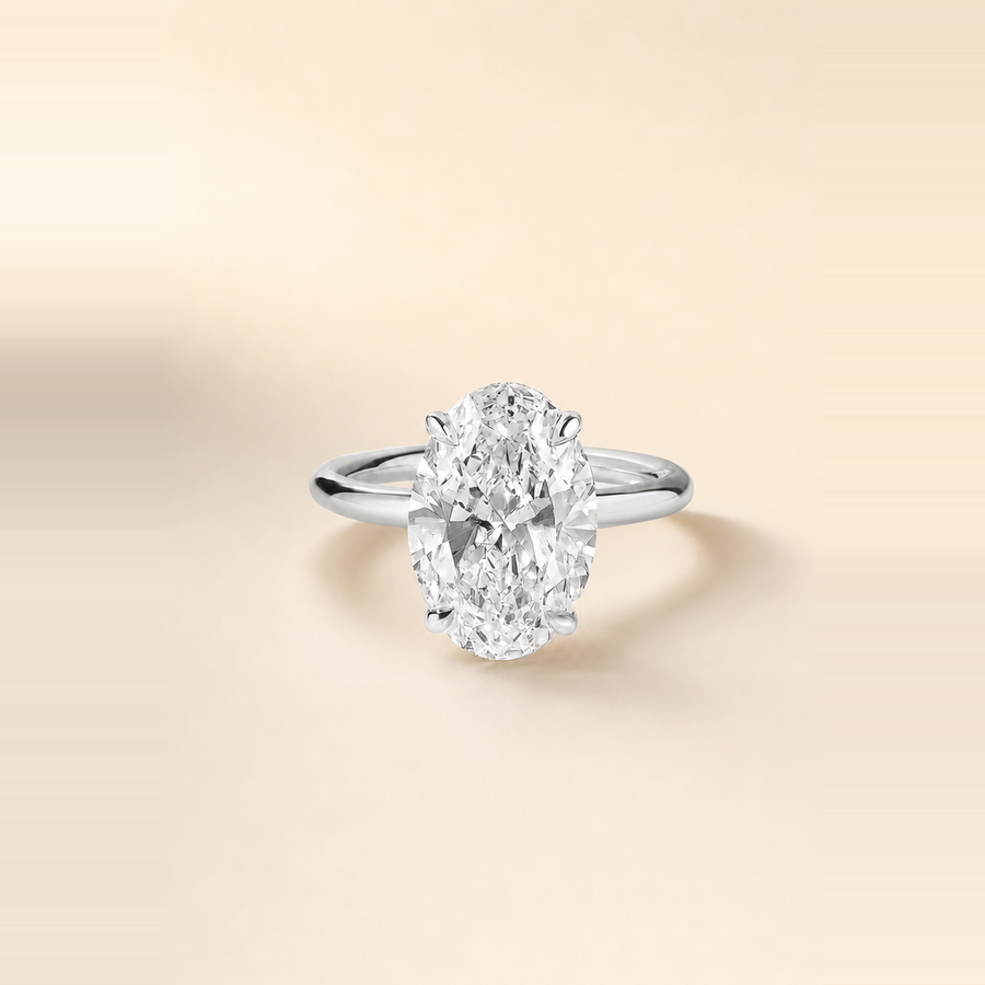Oval Diamond Solitaire with Hidden Halo &mdash; view 5
