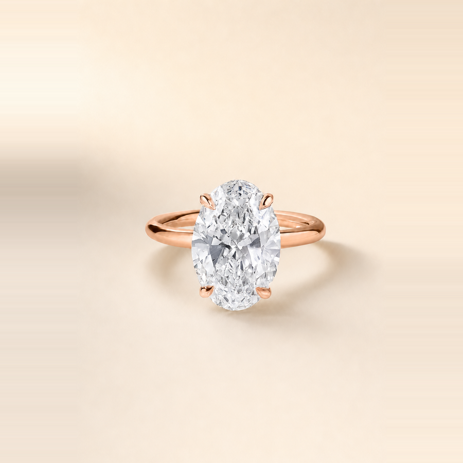 Oval Diamond Solitaire with Hidden Halo &mdash; view 4