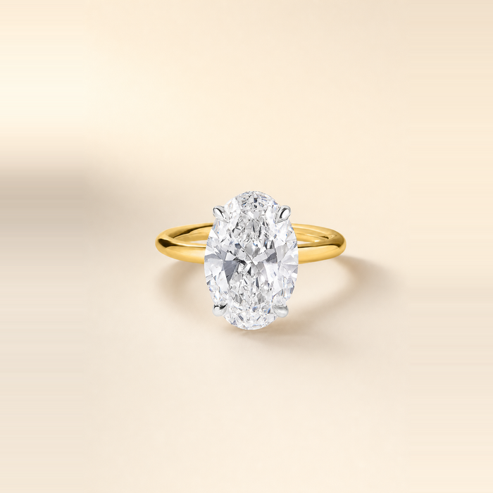 Oval Diamond Solitaire with Hidden Halo