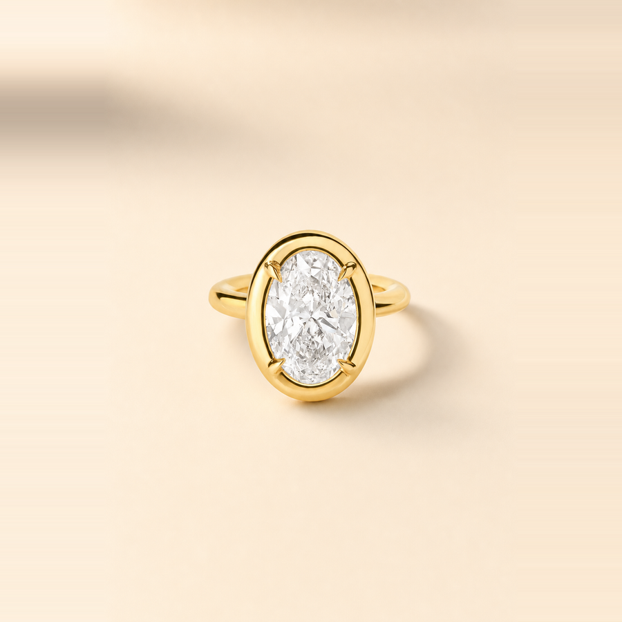 Oval Prong + Bezel Diamond Solitaire &mdash; view 1