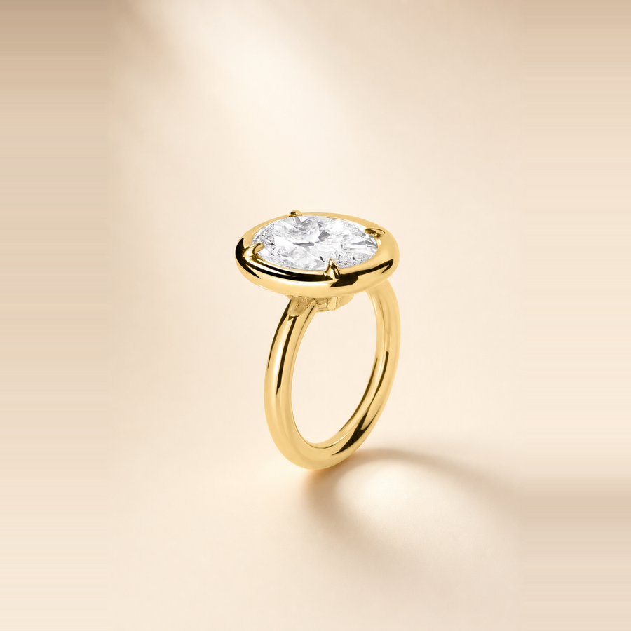 Oval Prong + Bezel Diamond Solitaire &mdash; view 2