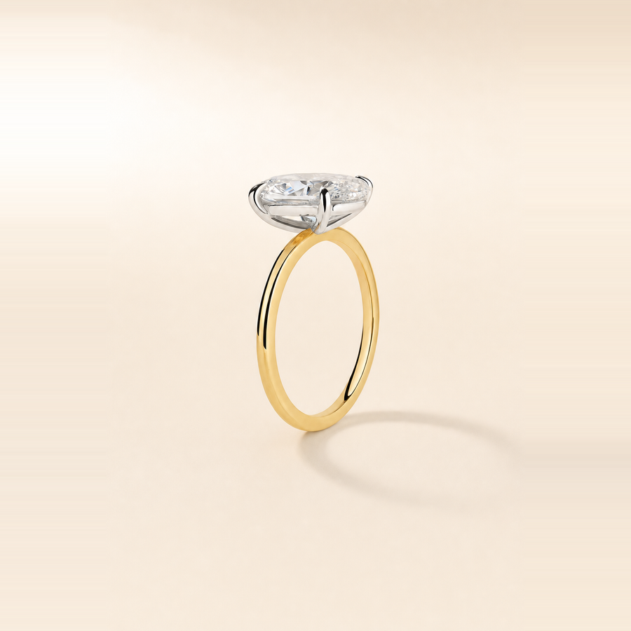 Oval Solitaire Diamond with Extra Thin Band &mdash; view 7