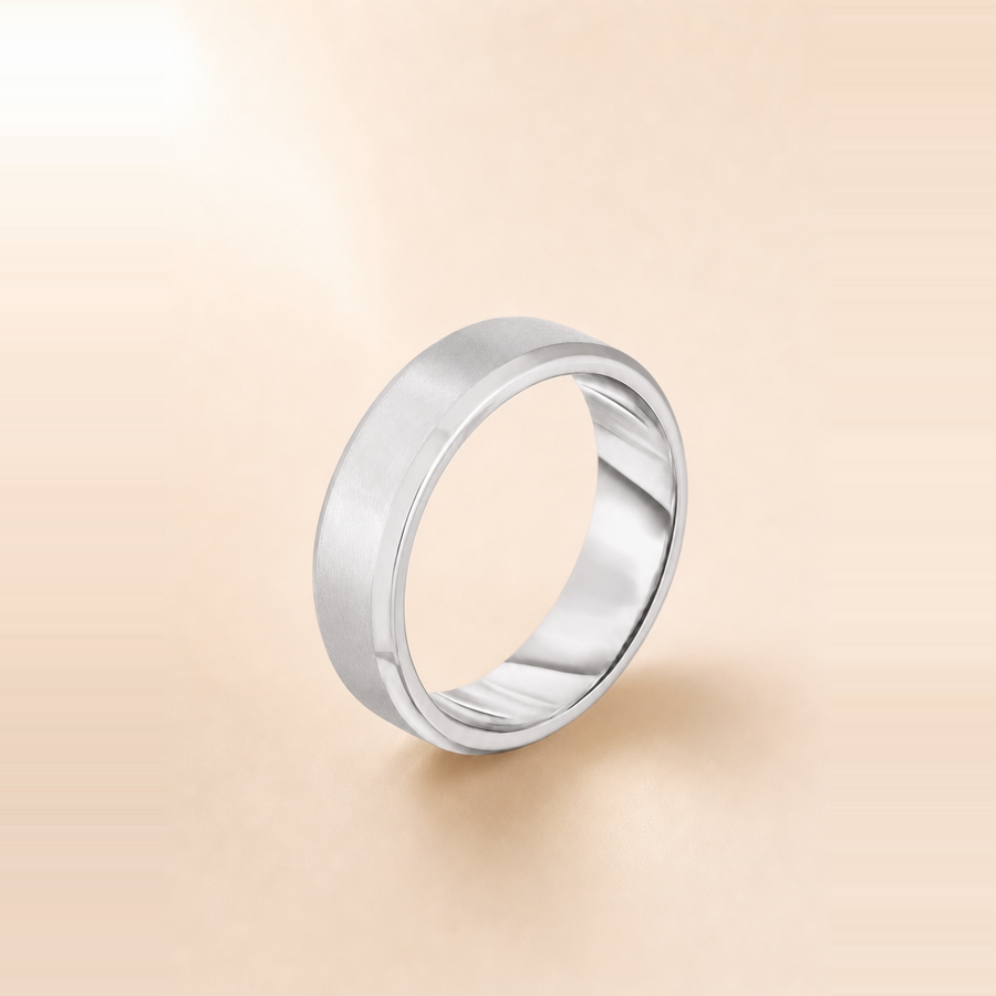 4mm Contrast + Beveled Wedding Band &mdash; view 9