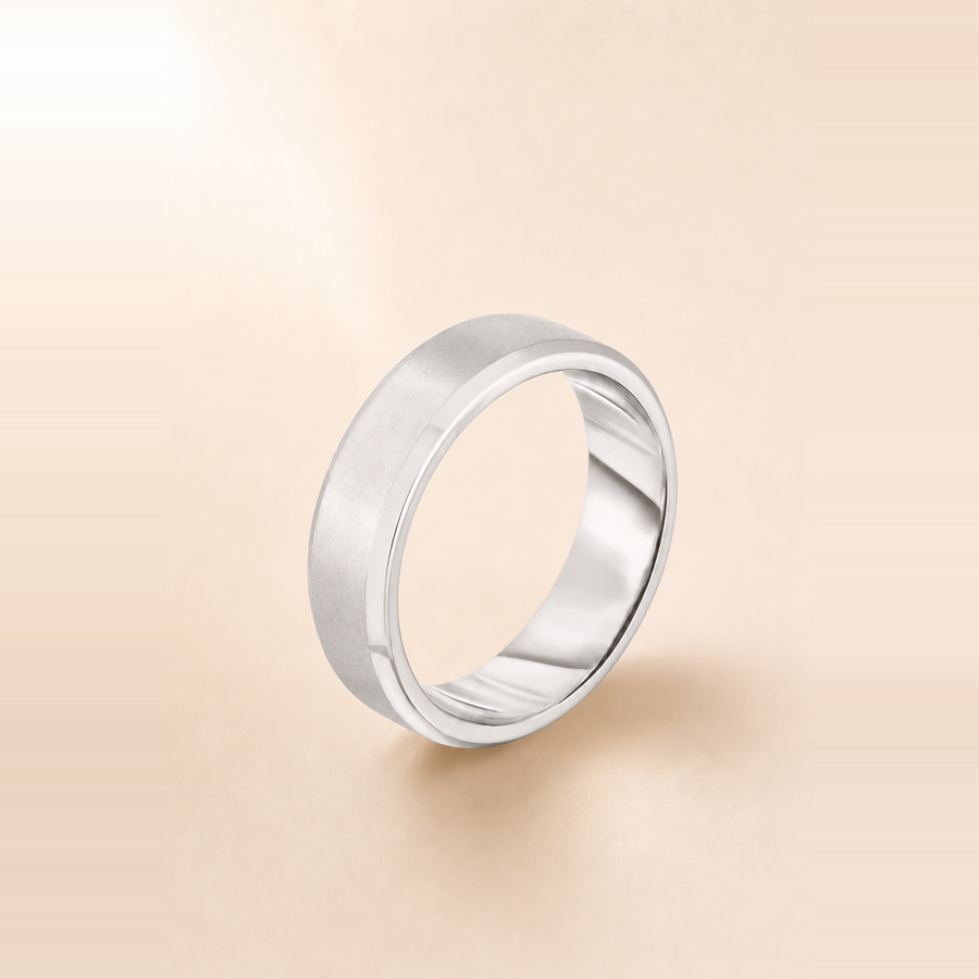 4mm Contrast + Beveled Wedding Band &mdash; view 2