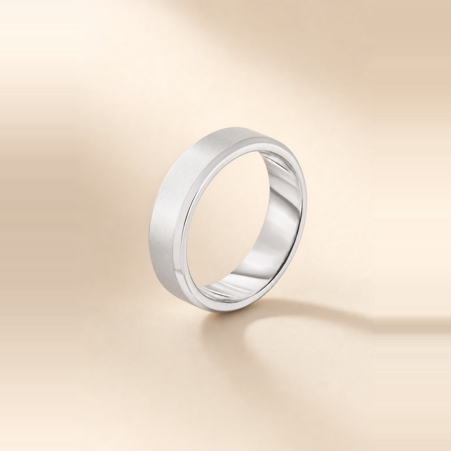 4mm Contrast + Beveled Wedding Band &mdash; view 5