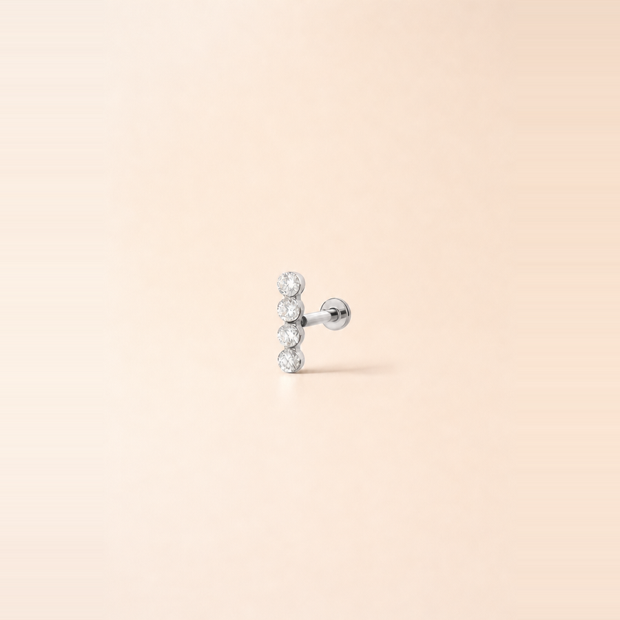 4 Stone Diamond Row Flatback Piercing &mdash; view 6