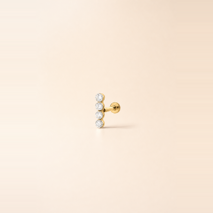 4 Stone Diamond Row Flatback Piercing