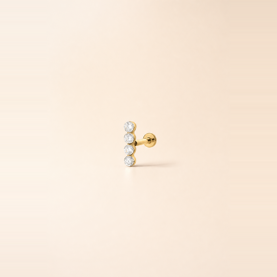 4 Stone Diamond Row Flatback Piercing &mdash; view 1