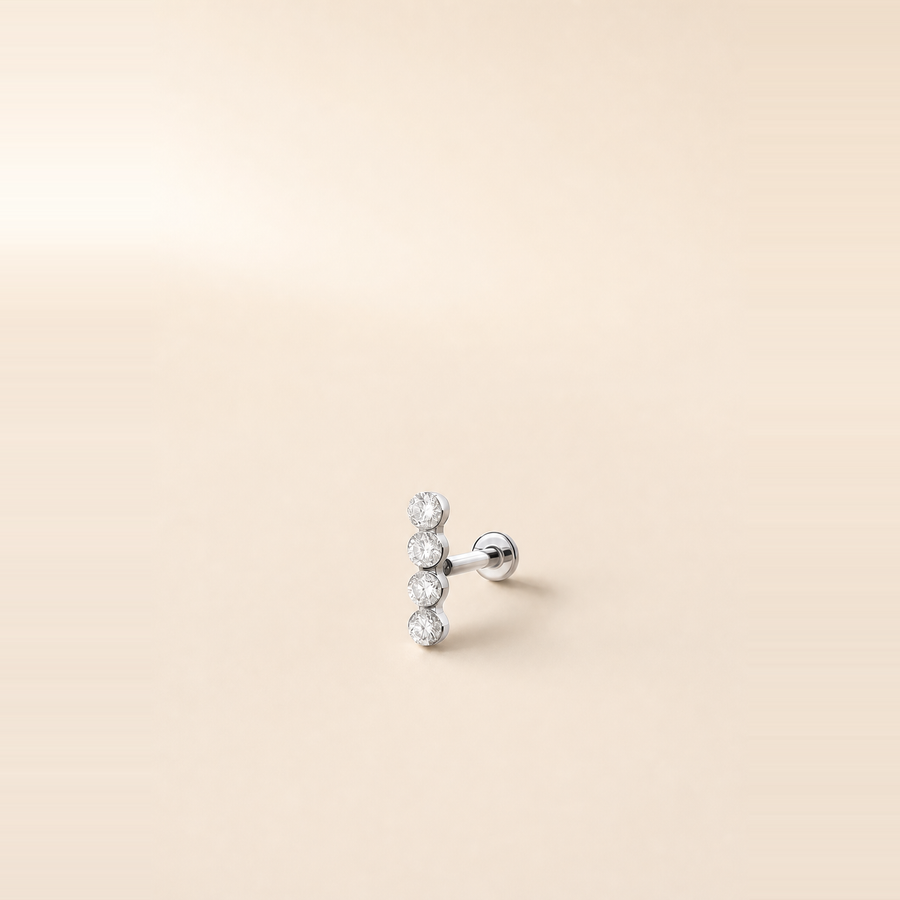 4 Stone Diamond Row Flatback Piercing &mdash; view 2