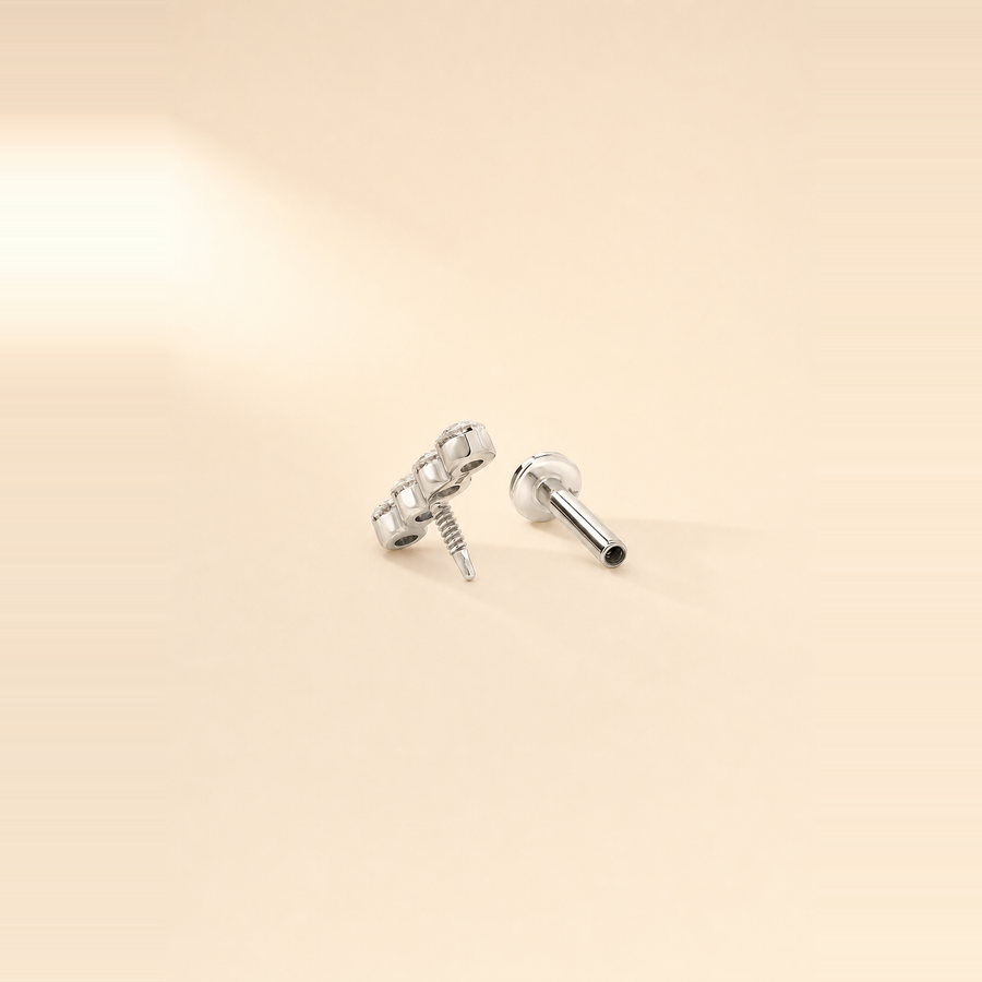 4 Stone Diamond Row Flatback Piercing &mdash; view 4