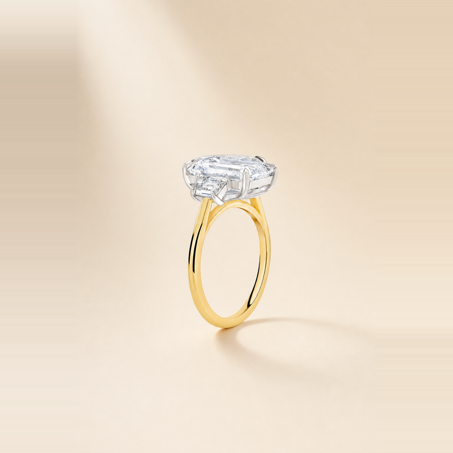 Three-Stone Emerald & Trapezoid Engagement Ring &mdash; view 3