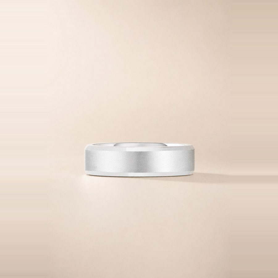 5mm Contrast + Beveled Wedding Band &mdash; view 4