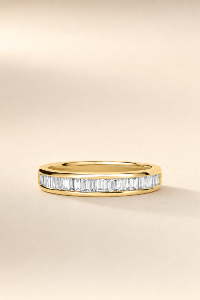 Baguette Channel Set Diamond Half Eternity Band