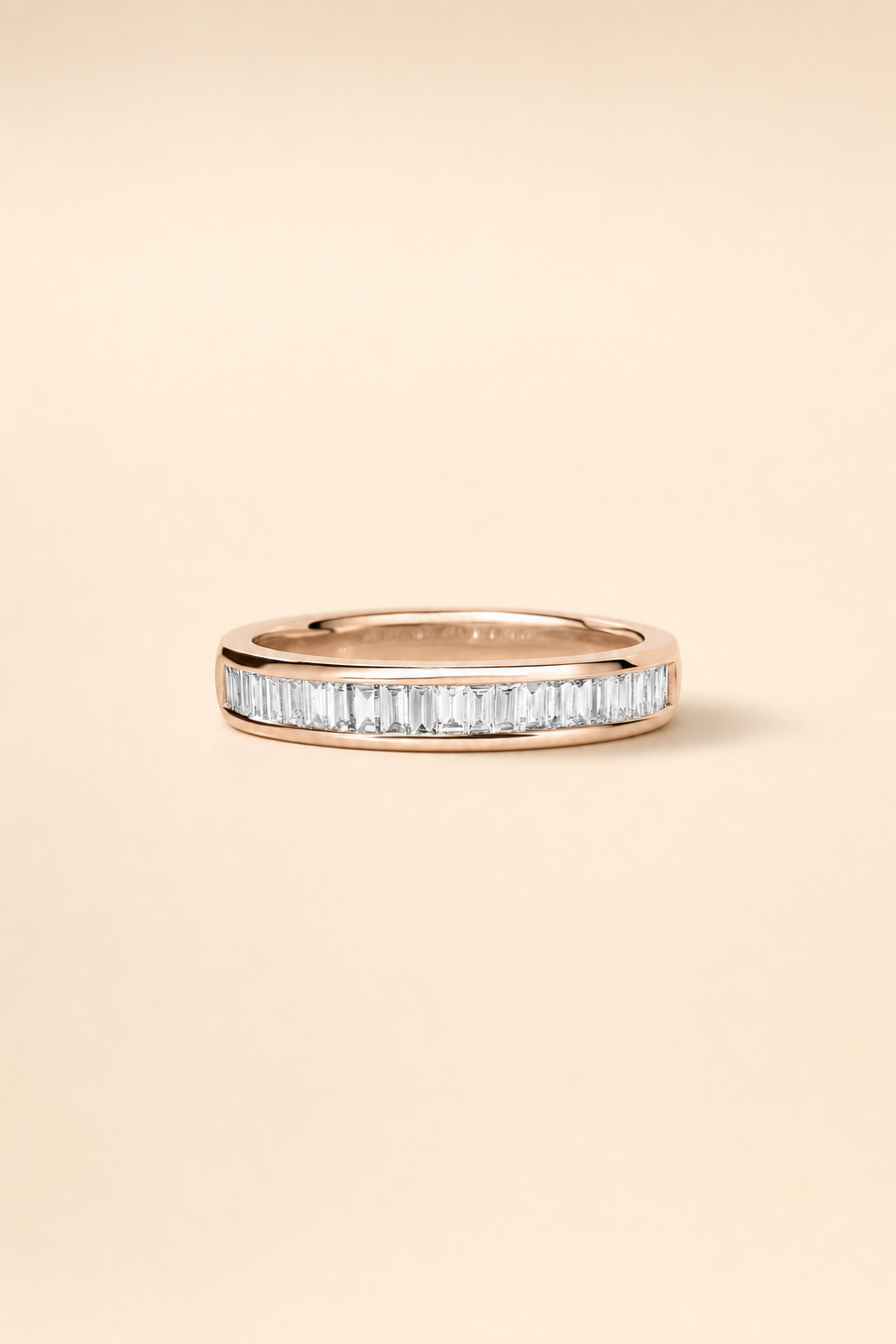 Baguette Channel Set Diamond Half Eternity Band &mdash; view 5