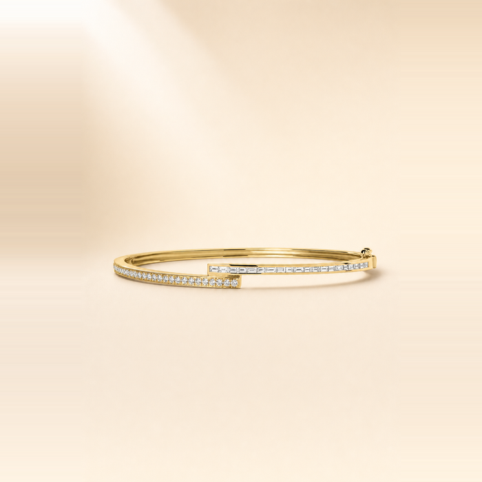 Baguette + Round Overlap Channel Bangle