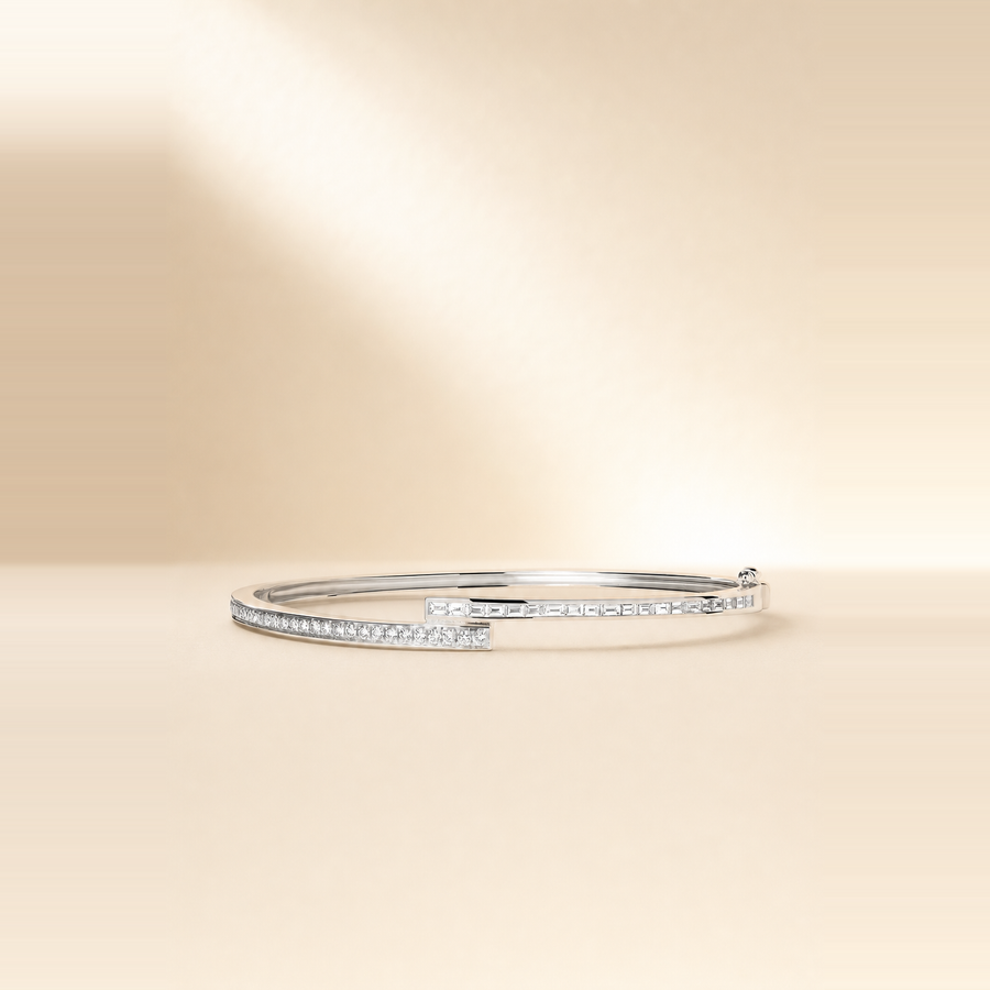 Baguette + Round Overlap Channel Bangle &mdash; view 4