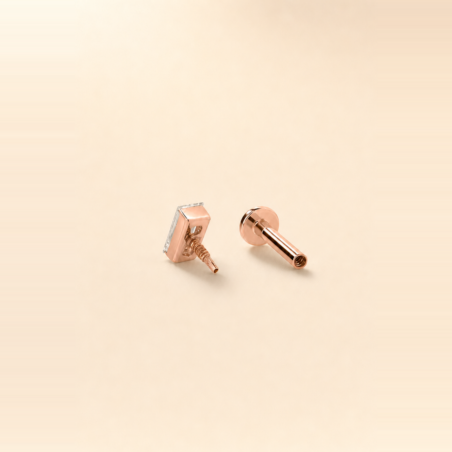 Baguette Stud Diamond Flatback Piercing &mdash; view 5