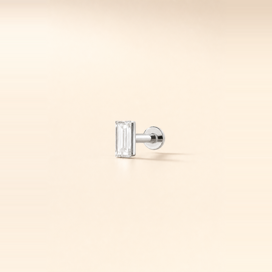 Baguette Stud Diamond Flatback Piercing &mdash; view 2