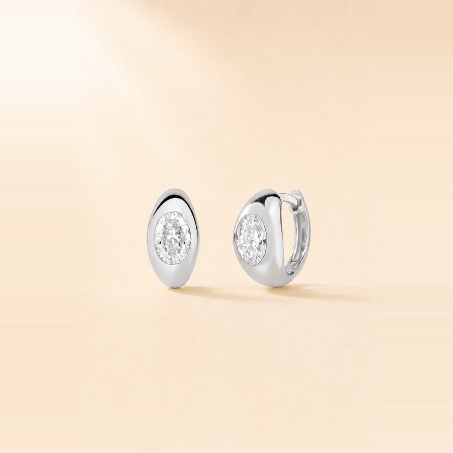 Bezel Diamond Huggies &mdash; view 4