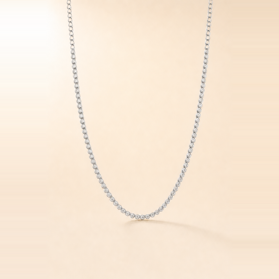 Bezel Mini Diamond Tennis Necklace &mdash; view 6