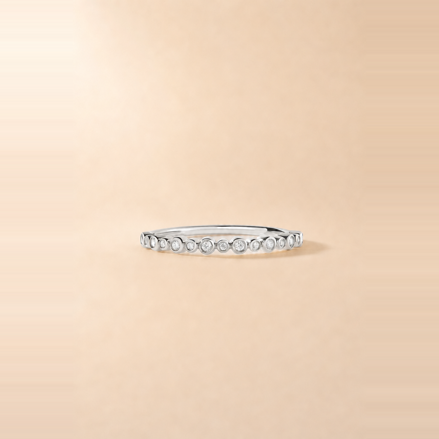 Round Bezel Set Diamond Station Ring &mdash; view 5