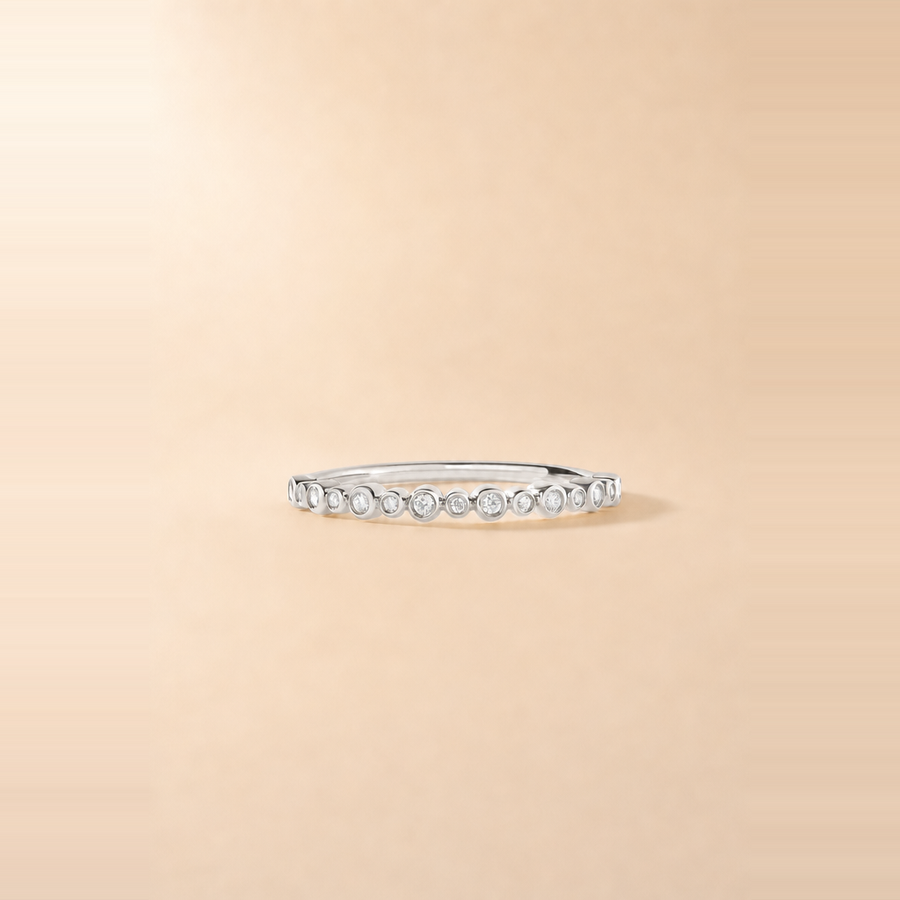 Round Bezel Set Diamond Station Ring &mdash; view 2