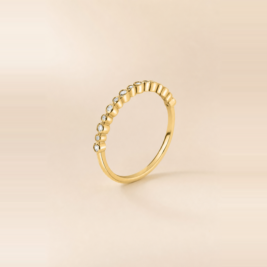 Round Bezel Set Diamond Station Ring &mdash; view 3