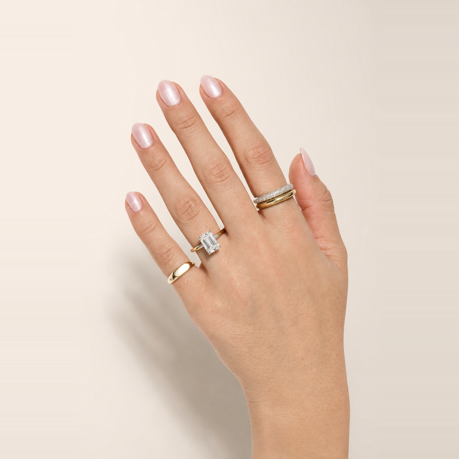 Solitaire with Baguette Inlay Diamond Band &mdash; view 5