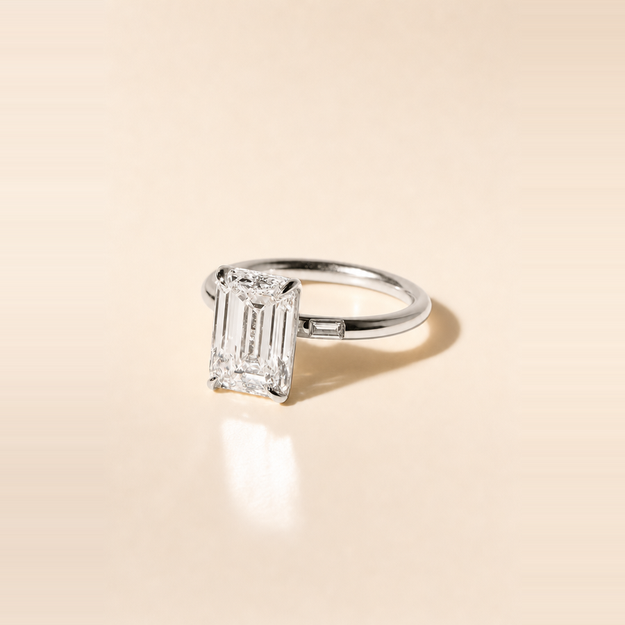 Solitaire with Baguette Inlay Diamond Band &mdash; view 2