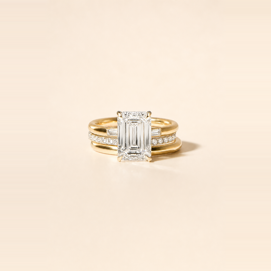 Solitaire with Baguette Inlay Diamond Band &mdash; view 9