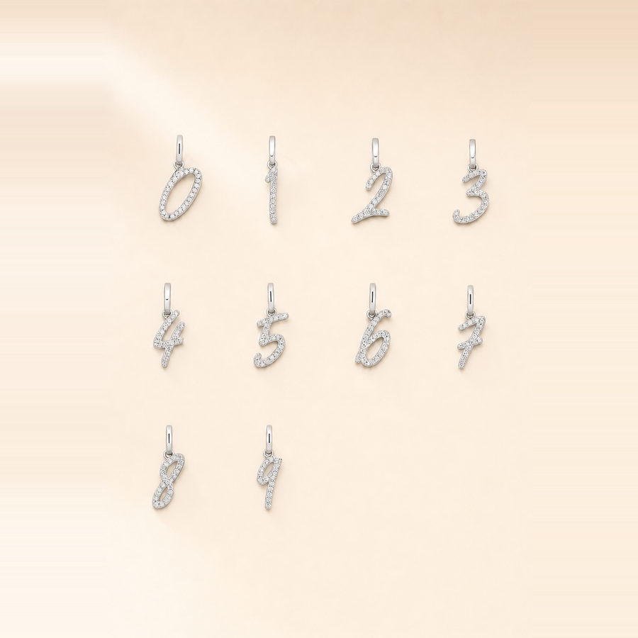 Diamond Number Pendant &mdash; view 2