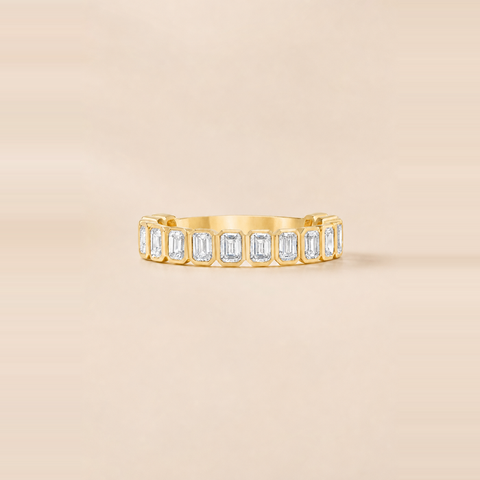 Emerald Bezel Set 3/4 Diamond Eternity Band