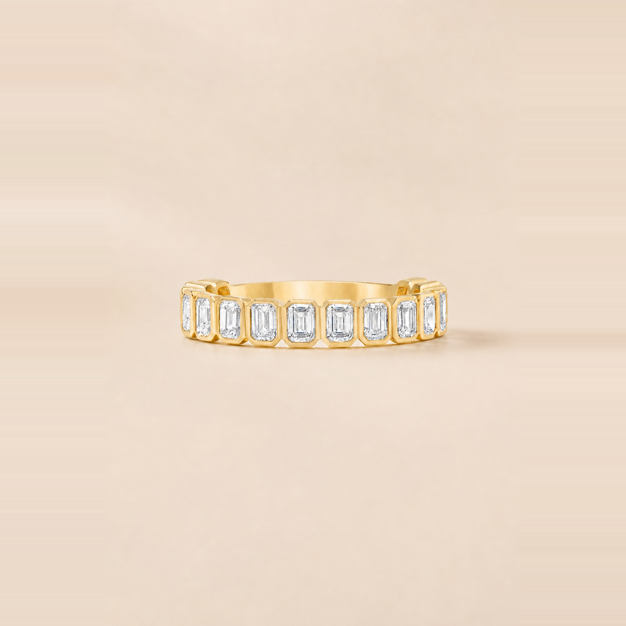 Emerald Bezel Set 3/4 Diamond Eternity Band &mdash; view 1