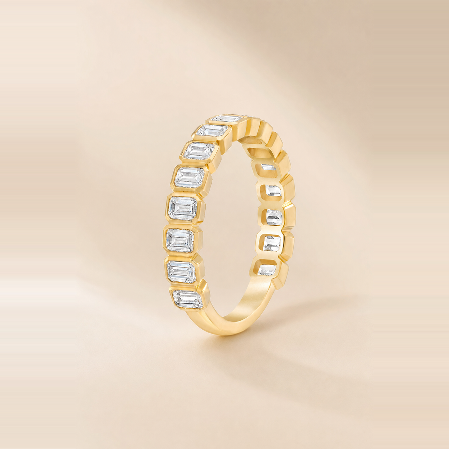 Emerald Bezel Set 3/4 Diamond Eternity Band &mdash; view 3