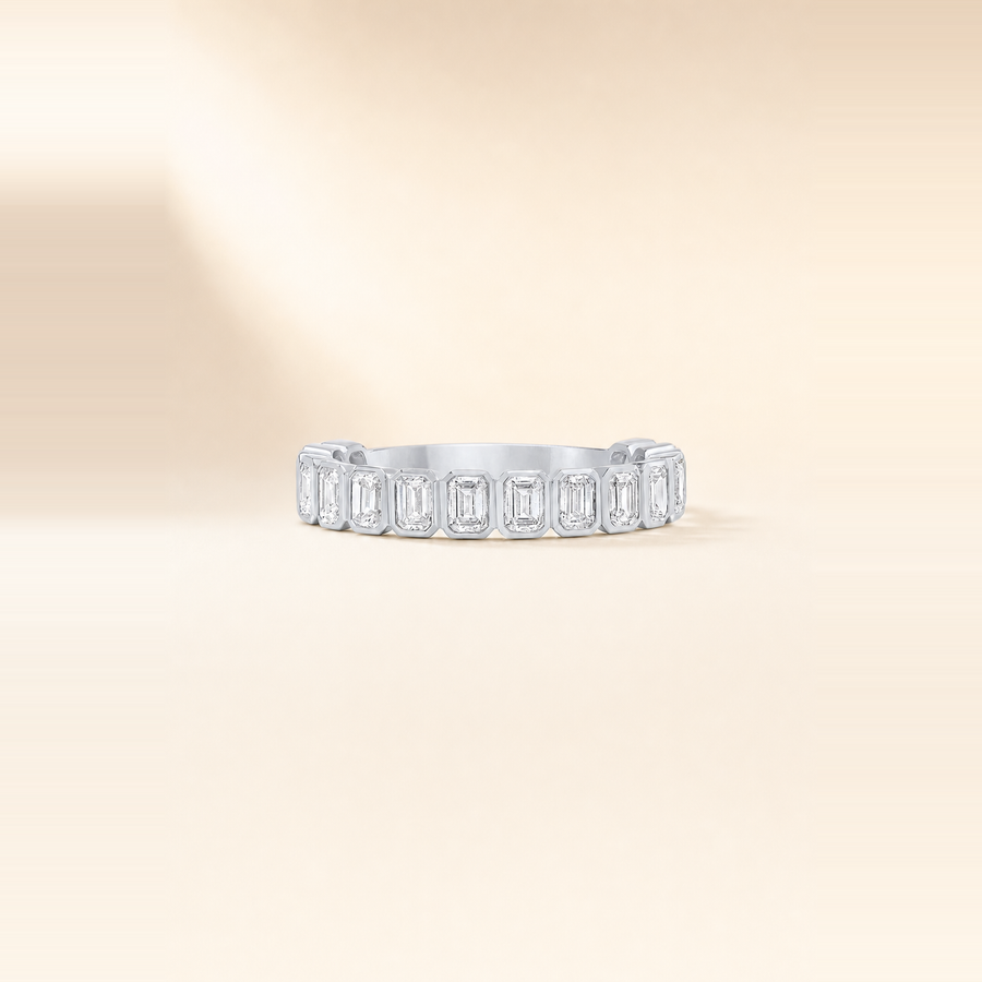 Emerald Bezel Set 3/4 Diamond Eternity Band &mdash; view 2