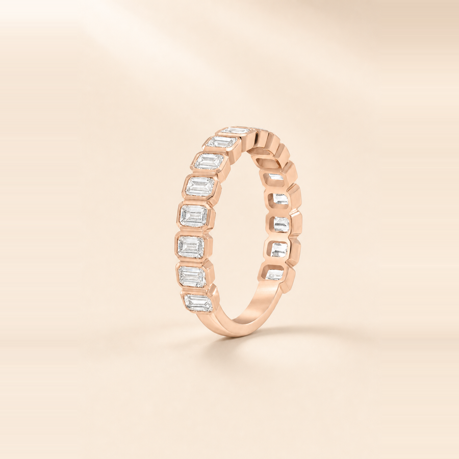 Emerald Bezel Set 3/4 Diamond Eternity Band &mdash; view 6