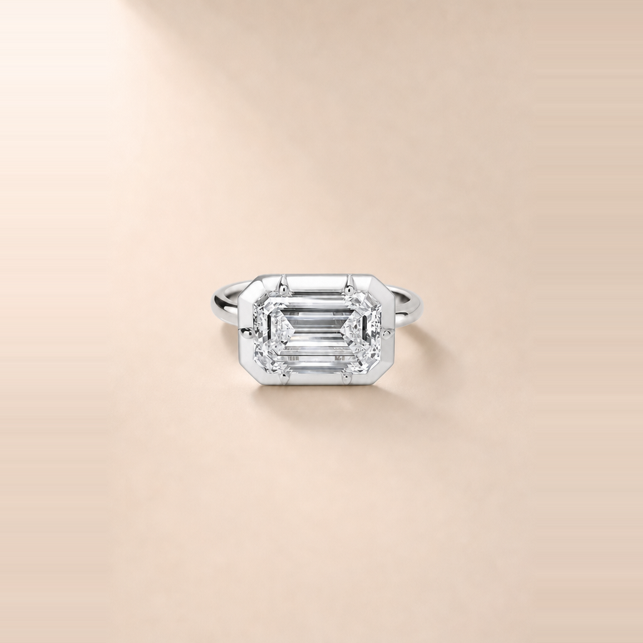 Emerald East-West Diamond in Mixed Metals &mdash; view 5
