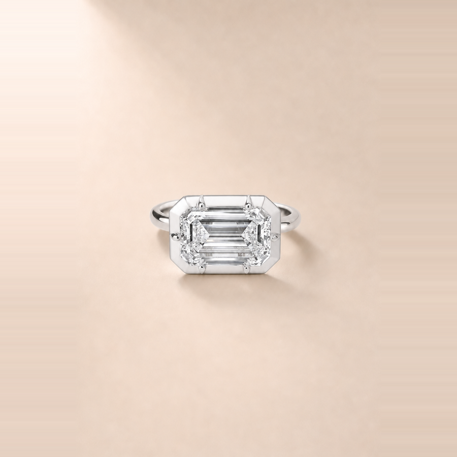 Emerald East-West Diamond in Mixed Metals &mdash; view 2