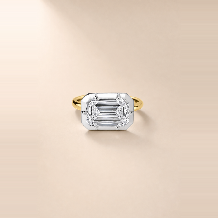 Emerald East-West Diamond in Mixed Metals