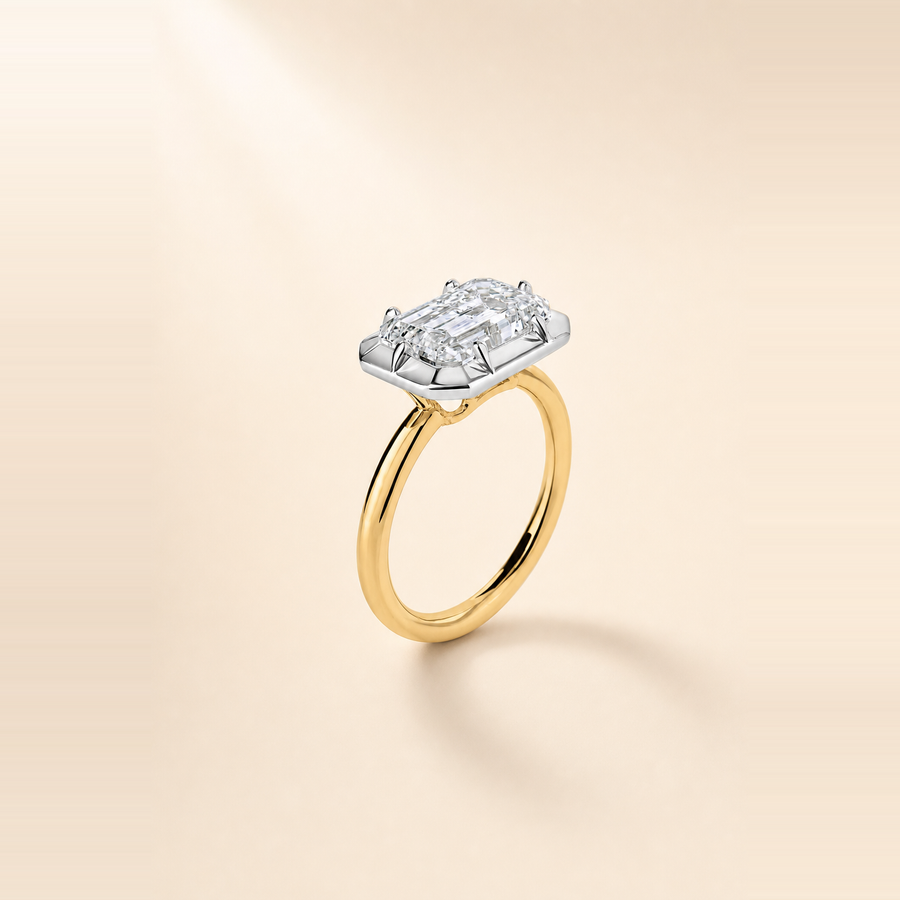 Emerald East-West Diamond in Mixed Metals &mdash; view 3